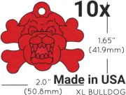10x Anodized Aluminum Pet ID Tag Bulldog Crossbone Red Made in USA (Lead Free)