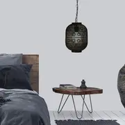 Alhambra.25 Laser Cut Metal Pendant Light Small with Gold inner Matt Black