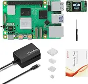 RasTech Raspberry Pi 5 8GB Kit with 27W PI5 USB C Power Supply 5.1V 5A 4PC Heatsink Screwdriver