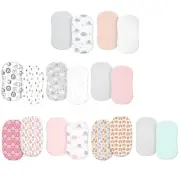 Pack of 2pcs Breathable Baby Bassinet Sheets Cute Print Fitted Sheet for Newborn