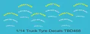 1/14 White Tire Decals for Scale Truck Modeling TBD468