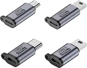 tunghey 4Pack USB C to USB C Adapter Kit, USB C to Micro USB Female, Mini USB to USB C Female, Micro USB Female to Mini USB, Micro USB to USBC Female Adapter for Charging and Data Transfer.