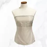 NWT! Narciso Rodriguez Champagne Silk & Linen Blend Metallic Tube Top, Size 10