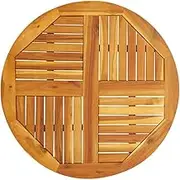Round Solid Wood Table Top Ø80 cm Acacia Natural Rustic Easy Clean Durable