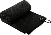 Compact Golf Towel with Clip Holder, for Ball Cleaning and Golf Lovers, Black