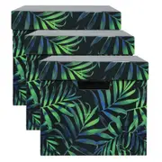 3PK Marbig Patterned 41.5cm Archive Box Document Holder w/Lid Storage Night Palm