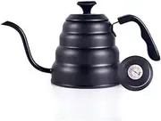 1200ml Gooseneck Pour Over Stainless Steel Kettle with Thermometer (Black)