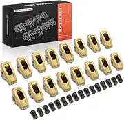 A-Premium 16Pcs Aluminum Engine Roller Rocker Arms with Needle Bearings Compatible with Chevy SBC(Small Block) 350, 1.5 Ratio, 3/8" Studs