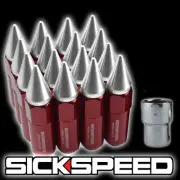SICKSPEED 16 PC RED/POLISHED SPIKED ALUMINUM 60MM LOCKING LUG NUTS 12X1.25 L11