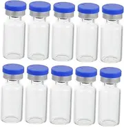 MUCKLILY 100pcs Clear Glass Bottles with Lid Flat Bottom Vials for Storing Cosmetics and Liquids Airtight Lightweight and Travel Friendly Containers for Essential Oils and Lotions