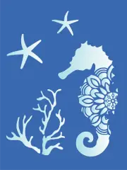 8" Mandala Seahorse STENCIL Starfish Beach Seaside Lake House DIY Signs Joanie