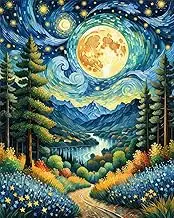 KEUASDV DIY Oil Painting, Paint by Number Kits on Canvas, Painting for Adults, Kids, Students and Beginner Arts Craft for Home Wall Decor 16 x 20 inch (Forest)