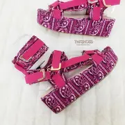 Bandana 2" Platform Harness Strap Sandal Shoes US 6-11 Fuchsia Pink Bandanna