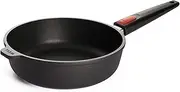 [Woll] Nowo Titanum High Rim Frying Pan Inductive Diameter 24 cm Height 7 cm with Removable Handle Suitable for All Hob Types Cast Aluminium Non-Stick Coating Black