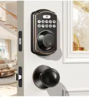 Veise KS01C Electronic Keypad Deadbolt Smart Lock 2 Door Knobs-Oil Rubbed Bronze