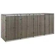 Quadruple Wheelie Bin Shed Garbage Waste Bins Storage Poly Rattan Steel Frame