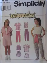 Uncut Vintage Simplicity SEWING Pattern 7664 Girls Top Pants Shorts 7-16 FF OOP