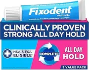 [Fixodent] Complete Original Denture Adhesive Cream, 2.4 oz, 3 Pack