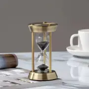 Hourglass Timer, 15 Minutes Embossed White Sand Metal Glass Used for Vintage Hom