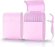 Portable Dental Floss Case 2 Box with 52 Count Floss Picks, Twin Line Design，Pink，Mint Flavor - Travel-Friendly Tooth Care Tool with Flossers Toothpick Holder - Oral Hygiene Essential.