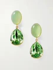 [Jennifer Behr] Jennifer Behr - Linette Gold-plated, Chalcedony And Crystal Earrings - Green - One size One size Green