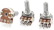 Aexit 3Pcs (Potentiometer) B50K 50K Ohm 6mm Knurled Shaft Double Linear B Type Adjustable Rotary (41ry643qf42) Knob Potentiometers