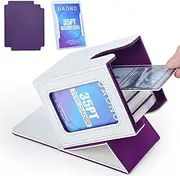 UAONO Deck Box With MTG Commander Display - Holds 100+ Double-Sleeved Cards, Trading Storage Case Fits TCG/PTCG/Sports With 2 Dividers, 1 Toploader (White, Purple)