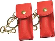 2pcs Keychain Lip Gloss Leather Keychain Lipstick Holder Travel Lipstick Holder Balm Lip Bag Empty Bottle Keychain Lipstick Bag Toiletry Bags for Traveling Lipstick Tube
