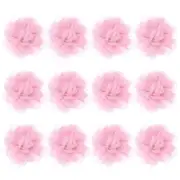 12-Pack Chiffon Flowers 3.94 x 3.94" Fabric Flowers for Craft [Light Pink]