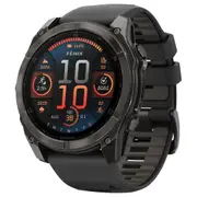 Garmin Fenix 8 51mm AMOLED Sapphire Carbon Gray DLC Titanium with Black/Pebble Gray Silicone Band