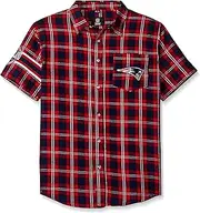 FOCO NFL Mens Wordmark Basic Flannel Shirt - Short Sleeve