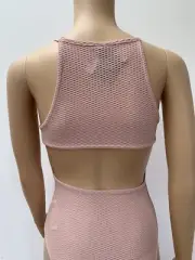 NWT Topshop nude blush mesh waffle backless open back halter bodysuit body XXS 2