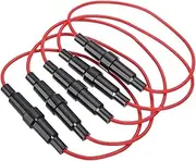 MagiDeal 5X Inline Fuse Holder 18 Gauge AWG Wire 10A Weatherproof Protection 250V Easy to Use 7 Inches Long 5x20mm for Automotive