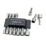 PANOVO (14pcs) Quick Change Power Nut Driver Bit Set Steel Metric Socket Wren...