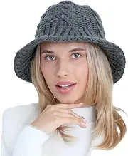 [iNelihoo] Women Winter Knitted Crochet Bucket Hat Handmade Foldable Beach Hat Vintage Crochet Brimmed Bowler Hat Warm Wide Brim Cap Stylish Fishing Hat Festival Holiday Travel Summer Crochet Cap