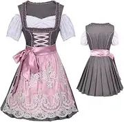 [Generic] Women's German Dirndl Dress - Pink Apron German Bavarian Dress Authentic U-neck Dirndl Dresses,German Oktoberfest Outfits Women Bavarian Dress For Oktoberfest Carnival