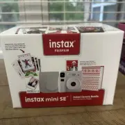 Fujifilm Instax Mini SE Instant 5MP Camera Bundle Gray 10 Pack Film Case Album