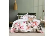 Bianca Eliana White Cotton Sateen Quilt with Floral Design Cover Bedding Set