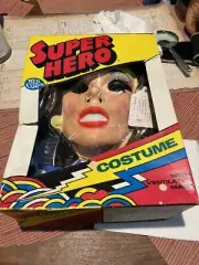 Vintage Ben Cooper Wonder Woman Halloween Mask Costume 8 to 10 Super Hero 1974