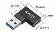 USB 3.1 Type-C Female to USB 3.0 Male Converter OTG Adapter 90° Left Right Angle