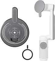 EUGOOCX Cell Phone Magnet Mount Adapter for Insta360 Flow, Strong Magnetic Plate with Metal Ring Compatible with Magsafe and Android Phones, Black