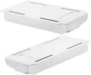 HOODANCOS 2Pcs Under Desk Drawer Storage Box Self Adhesive Under Table Organizer Hidden Drawer for Office Home Kitchen Use Easy Installation Clean Design