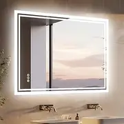 [LUVODI] Illuminated LED Bathroom Mirror: 700 x 900mm Dimmable Wall Mounted Vanity Mirror with Demister Pad Smart Sensor Backlit Lighted Rectangle Makeup Mirror, Vertical or Horizontal, IP65 Rated