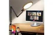 1200LM Desk Lamp with Clamp Eye Care Desk Lights for Home Office with Charging Ports Adjustable 5 Colors-Black