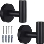 2 Pack Bathroom Towel Hooks Wall Mount Matte Black 2 Hooks,