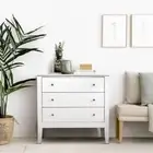 Bedside Table Cabinet Storage 3 Drawer Durable Bedroom Wooden Nightstand White