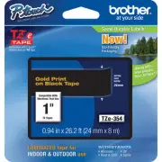 Brother TZe354 1" 24mm gold on black P-touch TZ label tape TZ354 PT9700PC PT9600
