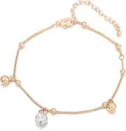 [Ouran] Ankle Bracelet for Women,Charm Pendant Anklets for Girls Adjustable Foot Chain Gold and Silver Anklet with CZ Crystal