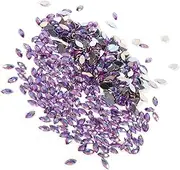 Crystal Rhinestone, 500pcs, 7 X 15mm Acrylic Flat Back Rhinestones for Crafts, Colors White, DIY Projects with AB Horse Eye Shape (Light Purple)