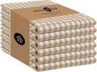 Native Fab 6 Pack Gingham Mini Check Kitchen Set of 6, Beige (Mini Check)